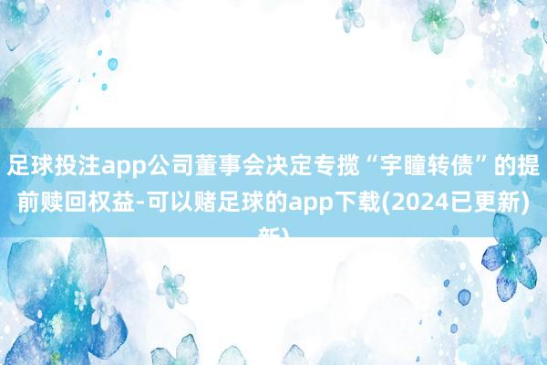 足球投注app公司董事会决定专揽“宇瞳转债”的提前赎回权益-可以赌足球的app下载(2024已更新)